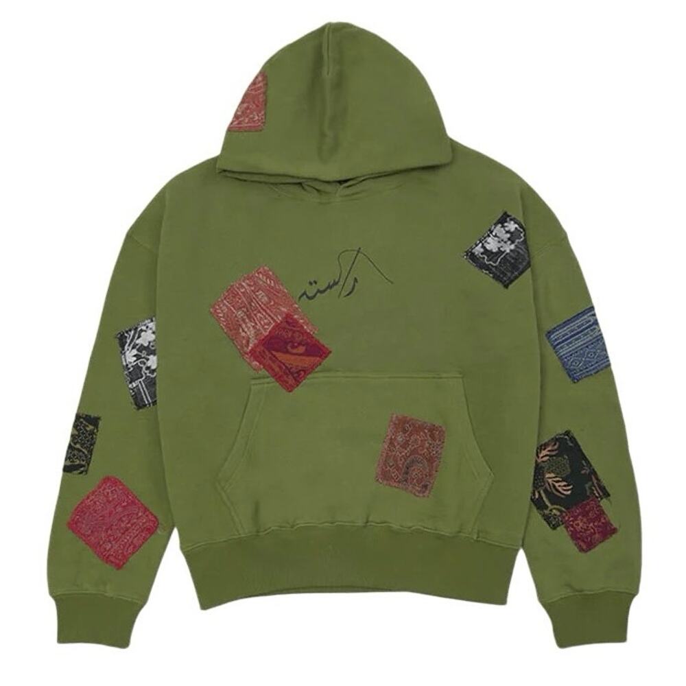 NWT Rastah Olive Green Jamawar Patchwork Hoodie ; SOLD OUT $315 MSRP Unisex